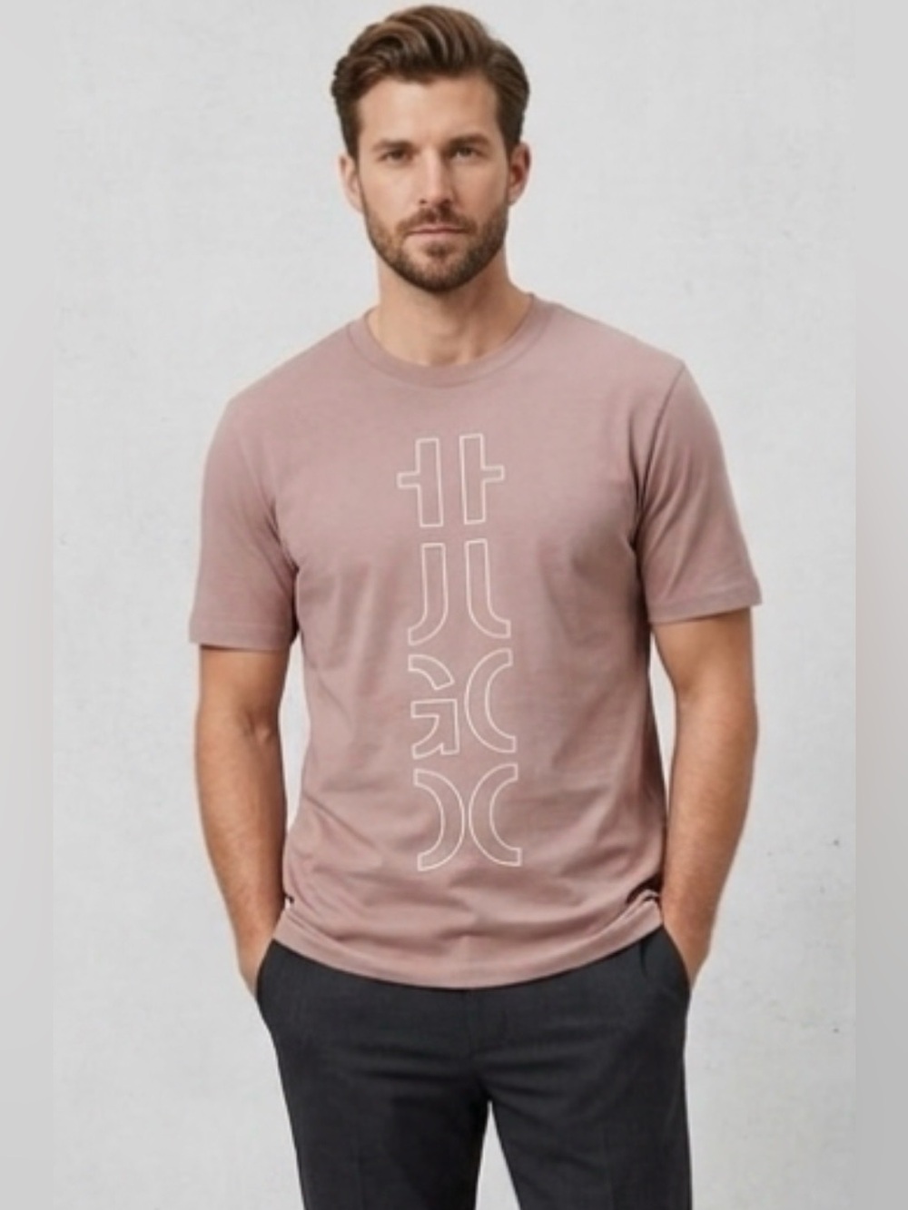HUGO Dusty Rose Graphic Crewneck Tee